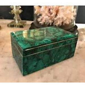 Unbranded Malachite Green & Silver Decorative Trinket Box